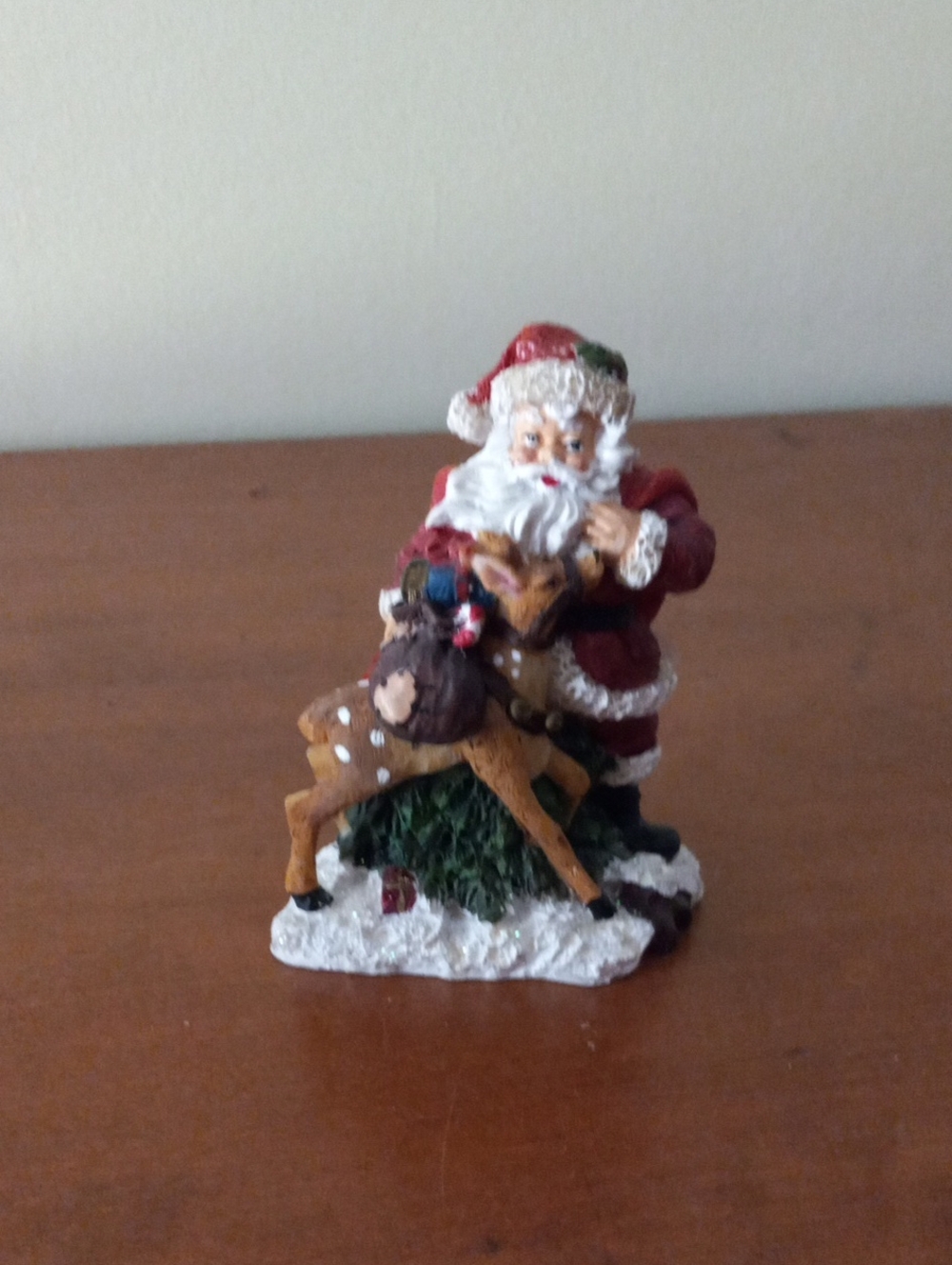 Santa Claus with Reindeer Figurine - Christmas Decor